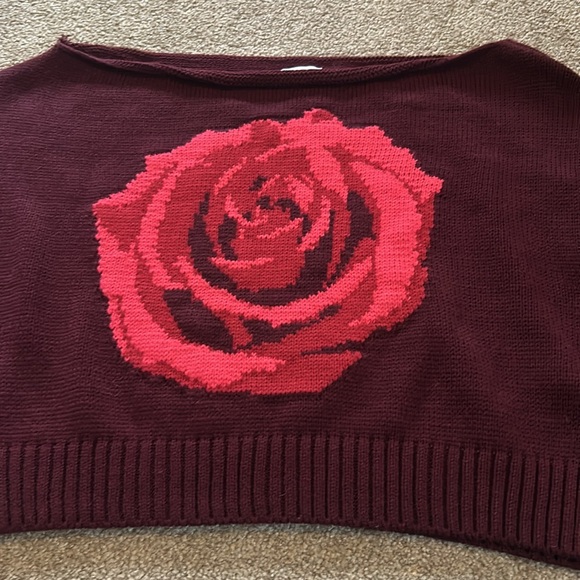 NWOT Miss Selfridge off the shoulder slouchy knit rose sweater - Picture 6 of 16